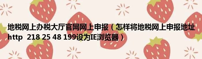 地税网上办税大厅官网网上申报（怎样将地税网上申报地址http  218 25 48 199设为IE浏览器）