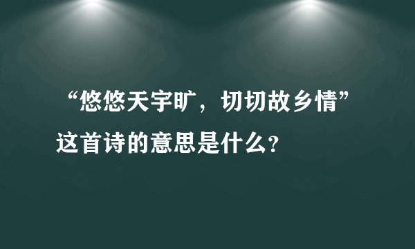 “悠悠天宇旷，切切故乡情”这首诗的意思是什么？