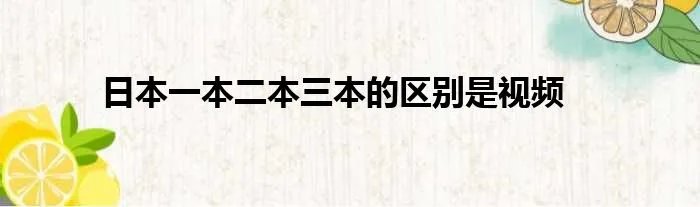 日本一本二本三本的区别是视频