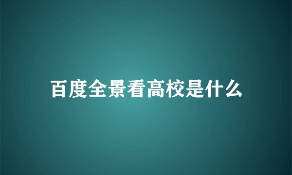 百度全景看高校是什么