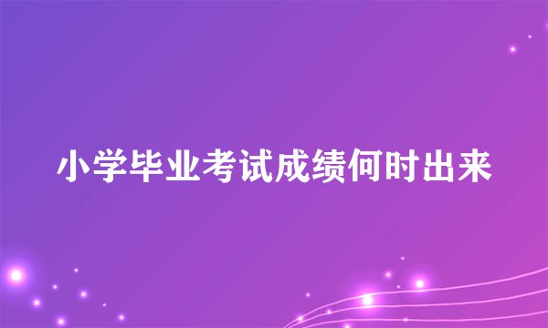 小学毕业考试成绩何时出来