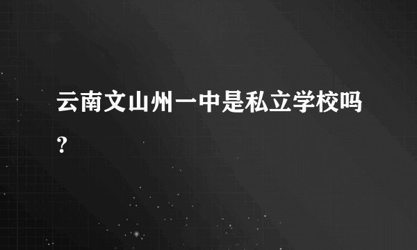 云南文山州一中是私立学校吗？