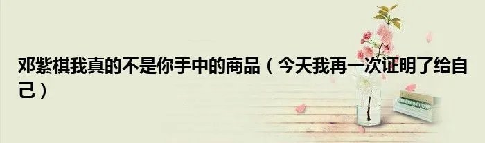 邓紫棋我真的不是你手中的商品（今天我再一次证明了给自己）