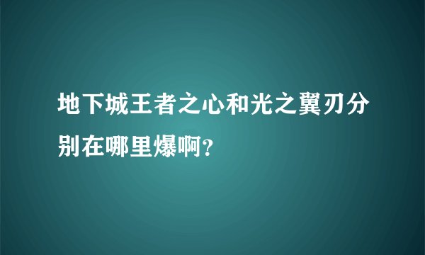 地下城王者之心和光之翼刃分别在哪里爆啊？