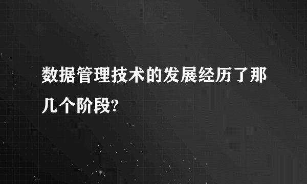 数据管理技术的发展经历了那几个阶段?