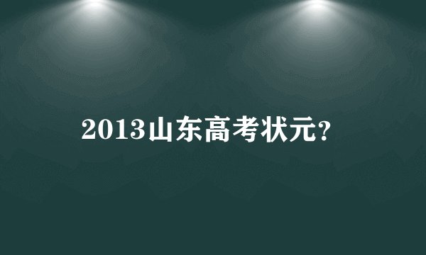 2013山东高考状元？
