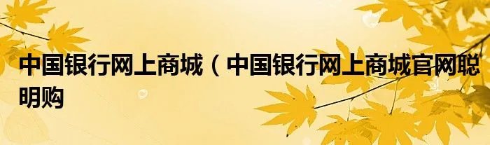 中国银行网上商城（中国银行网上商城官网聪明购
