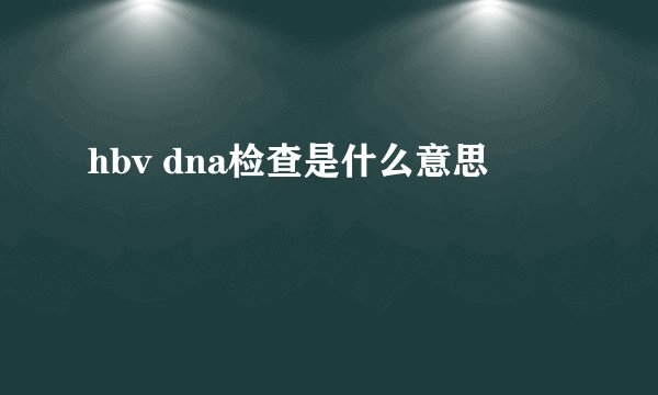 hbv dna检查是什么意思