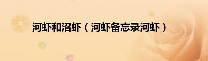 河虾和沼虾（河虾备忘录河虾）