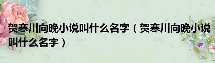 贺寒川向晚小说叫什么名字（贺寒川向晚小说叫什么名字）