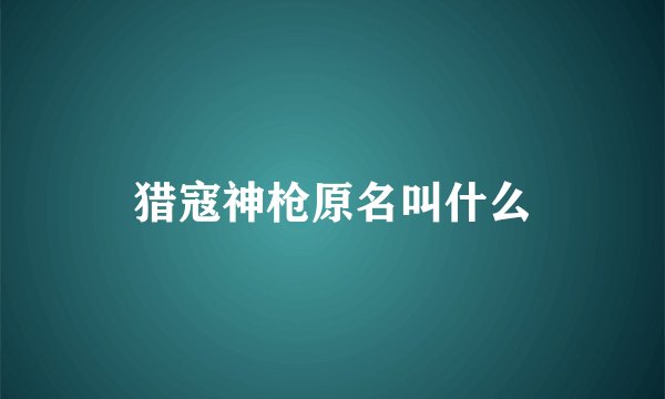猎寇神枪原名叫什么