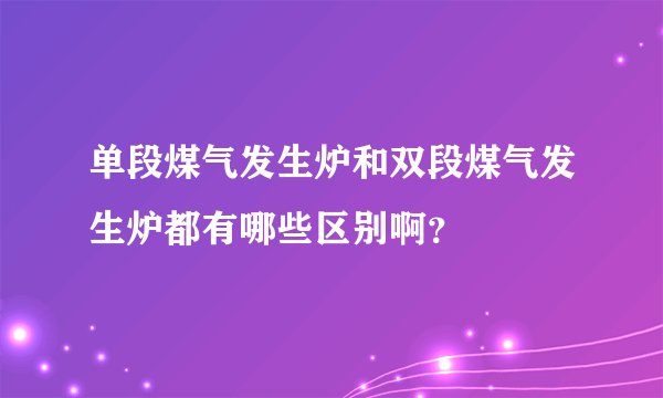 单段煤气发生炉和双段煤气发生炉都有哪些区别啊？
