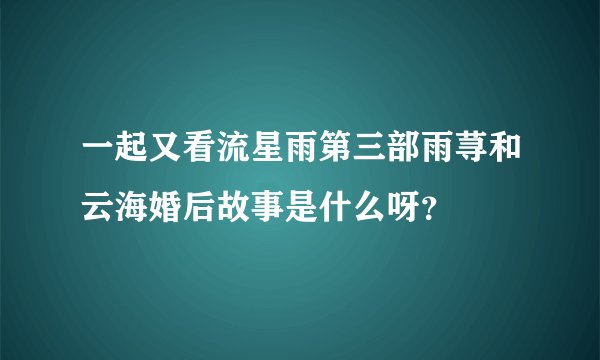 一起又看流星雨第三部雨荨和云海婚后故事是什么呀？