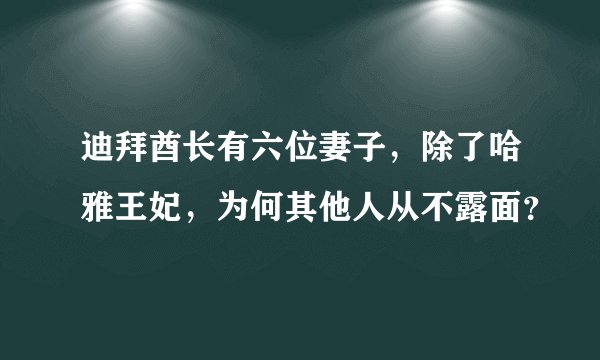 迪拜酋长有六位妻子，除了哈雅王妃，为何其他人从不露面？