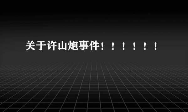 关于许山炮事件!!!!!!