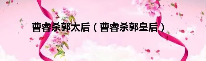 曹睿杀郭太后（曹睿杀郭皇后）