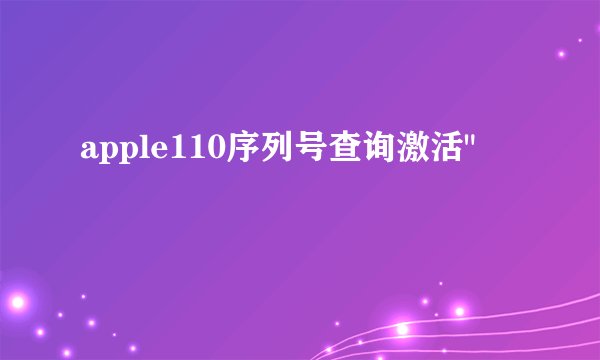 apple110序列号查询激活