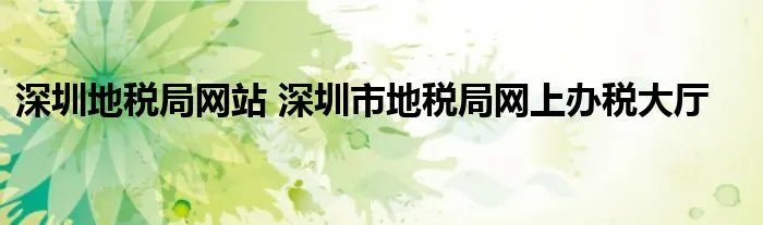深圳地税局网站 深圳市地税局网上办税大厅