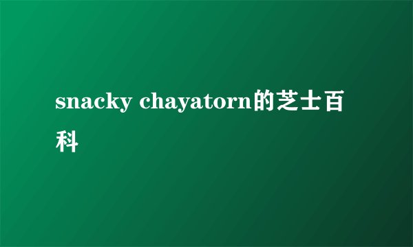 snacky chayatorn的芝士百科