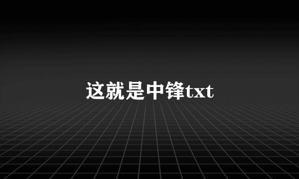 这就是中锋txt