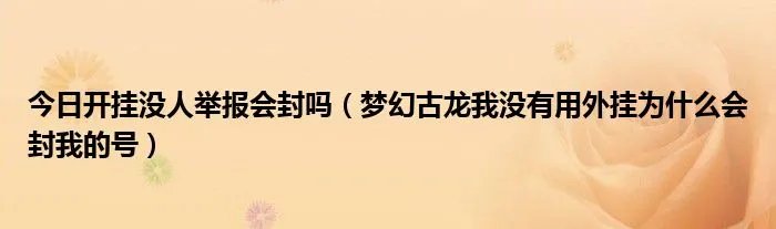 今日开挂没人举报会封吗（梦幻古龙我没有用外挂为什么会封我的号）