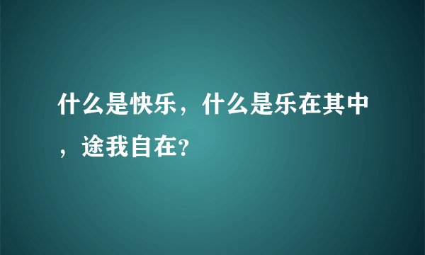 什么是快乐，什么是乐在其中，途我自在？