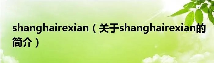 shanghairexian（关于shanghairexian的简介）