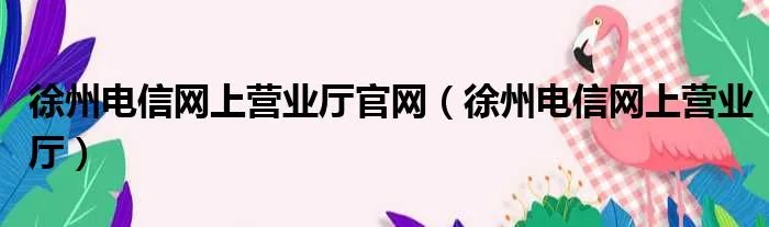 徐州电信网上营业厅官网（徐州电信网上营业厅）