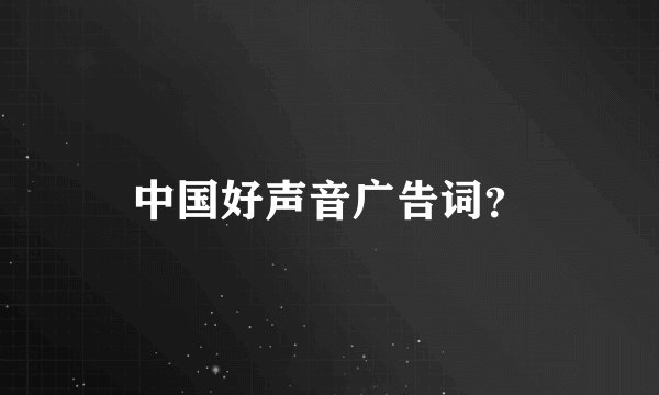 中国好声音广告词？