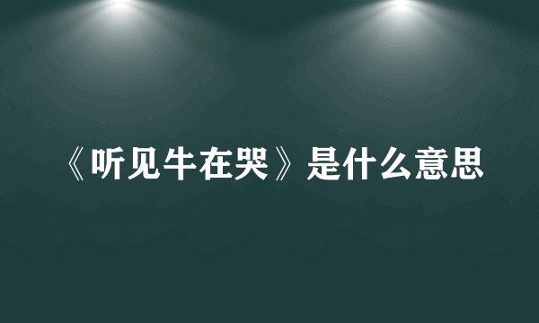《听见牛在哭》是什么意思