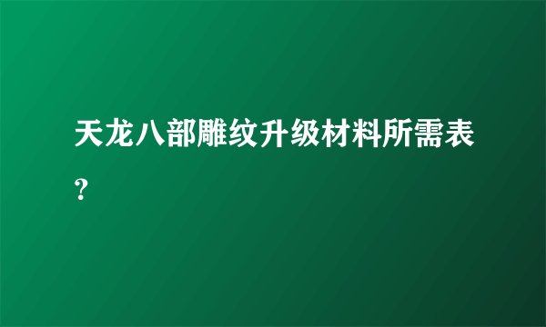 天龙八部雕纹升级材料所需表？