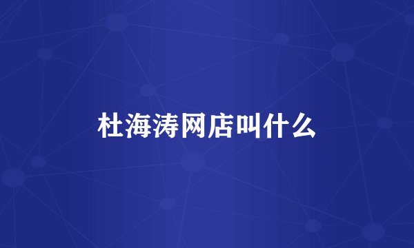 杜海涛网店叫什么