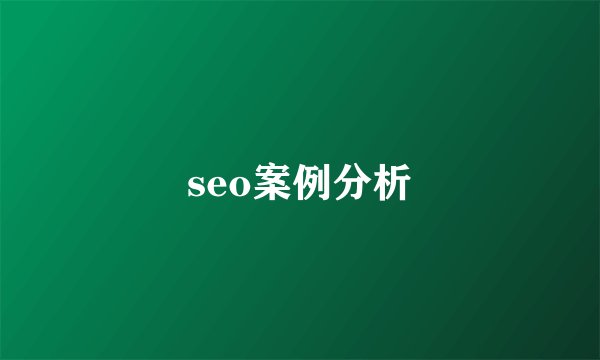 seo案例分析