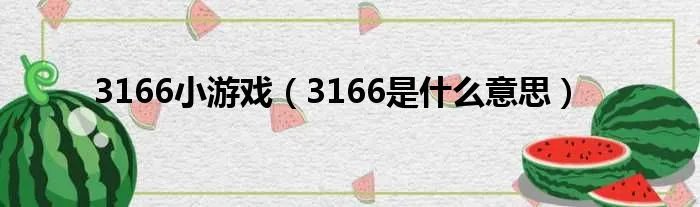 3166小游戏（3166是什么意思）
