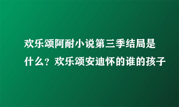 欢乐颂阿耐小说第三季结局是什么?欢乐颂安迪怀的谁的孩子