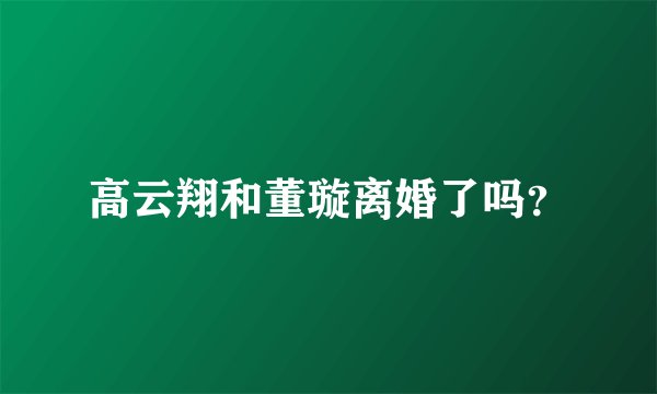 高云翔和董璇离婚了吗？