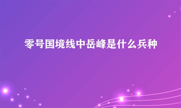 零号国境线中岳峰是什么兵种