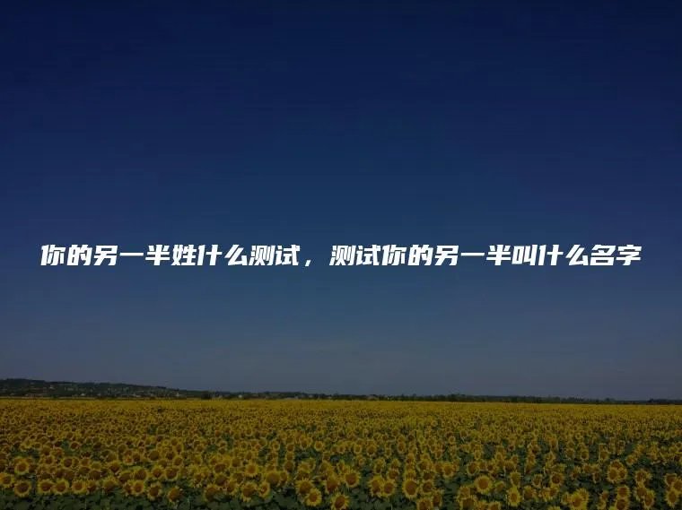 你的另一半姓什么测试，测试你的另一半叫什么名字
