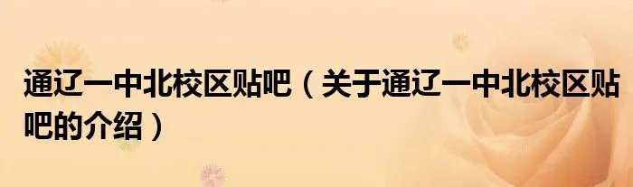 通辽一中北校区贴吧（关于通辽一中北校区贴吧的介绍）