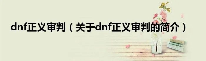 dnf正义审判（关于dnf正义审判的简介）