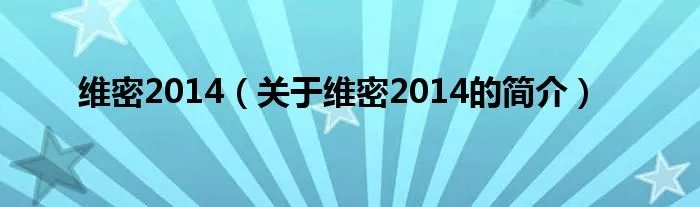 维密2014（关于维密2014的简介）