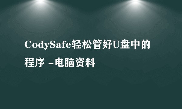CodySafe轻松管好U盘中的程序 -电脑资料
