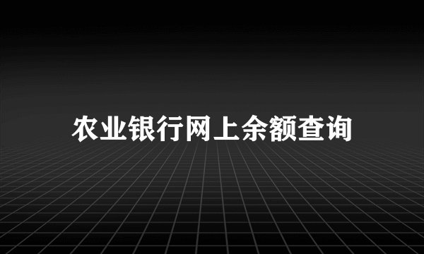 农业银行网上余额查询