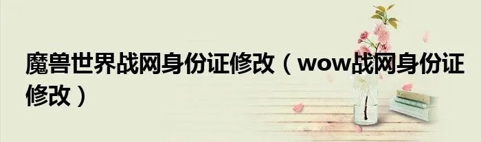 魔兽世界战网身份证修改（wow战网身份证修改）