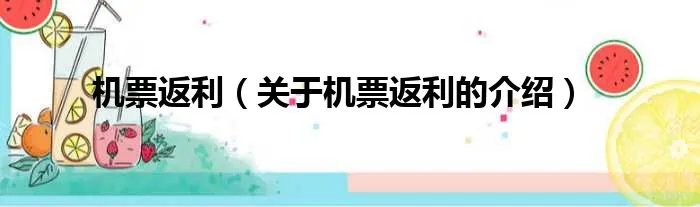 机票返利（关于机票返利的介绍）