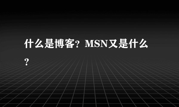 什么是博客？MSN又是什么？