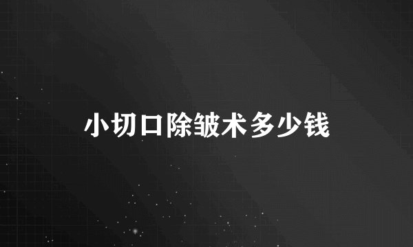 小切口除皱术多少钱