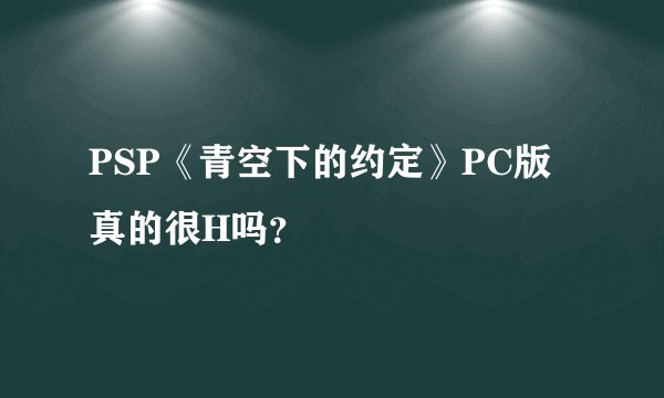 PSP《青空下的约定》PC版真的很H吗？