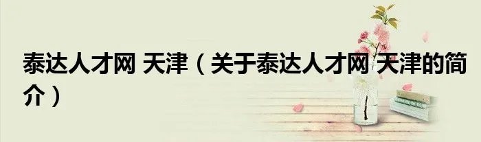 泰达人才网 天津（关于泰达人才网 天津的简介）