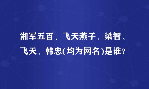 湘军五百、飞天燕子、梁智、飞天、韩忠(均为网名)是谁？